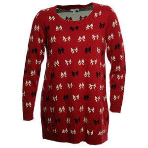 0x 1x Multi Color Bow Print Long Sleeve Tunic Sweater Plus Sizes NEW w/Tags